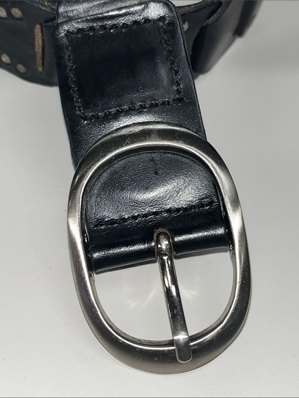 Source Unknown Black interlocking Braid Leather Belt w/Silver Buckle ML - Picture 2 of 15